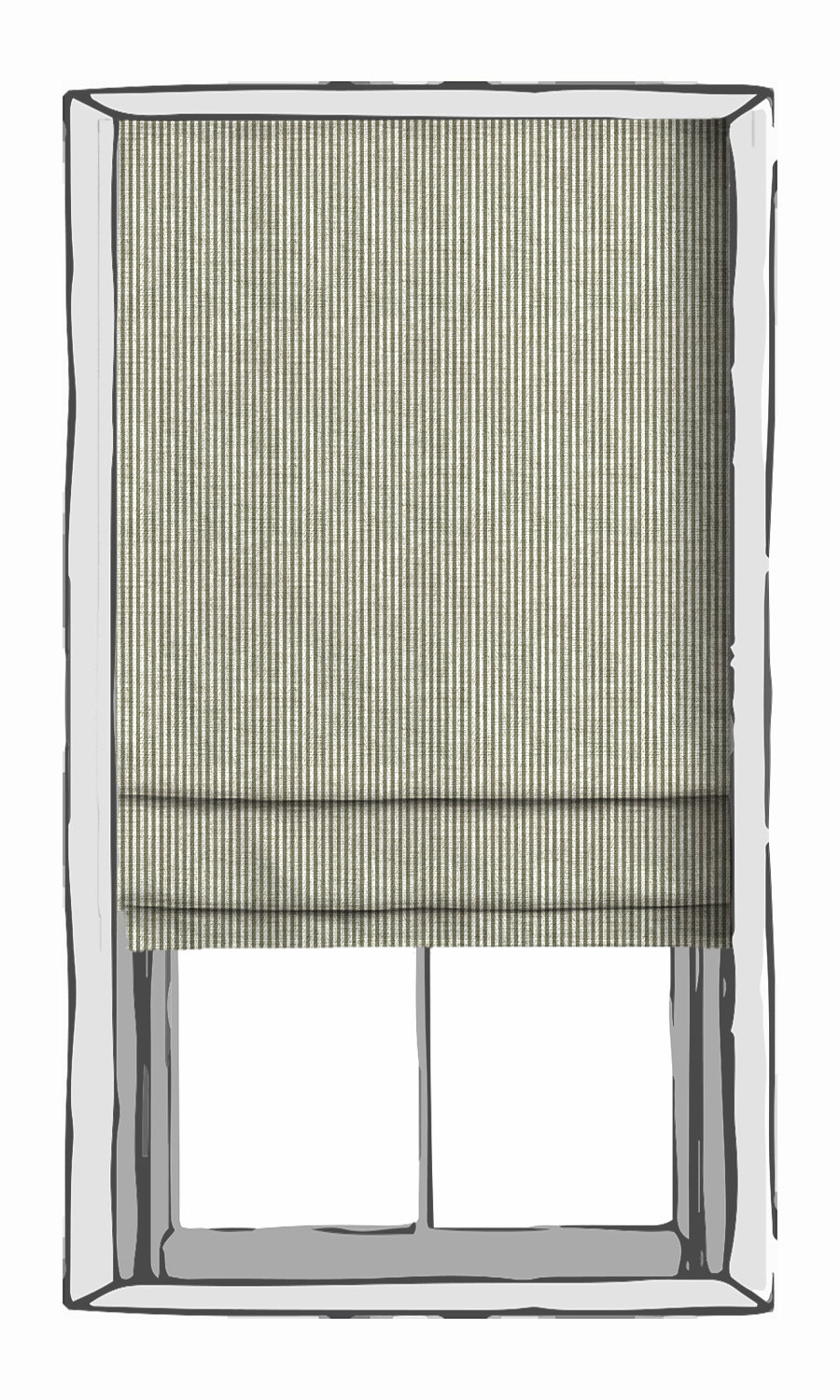 Striped Blinds (Olive Green/ White) Extra Long Short Wide