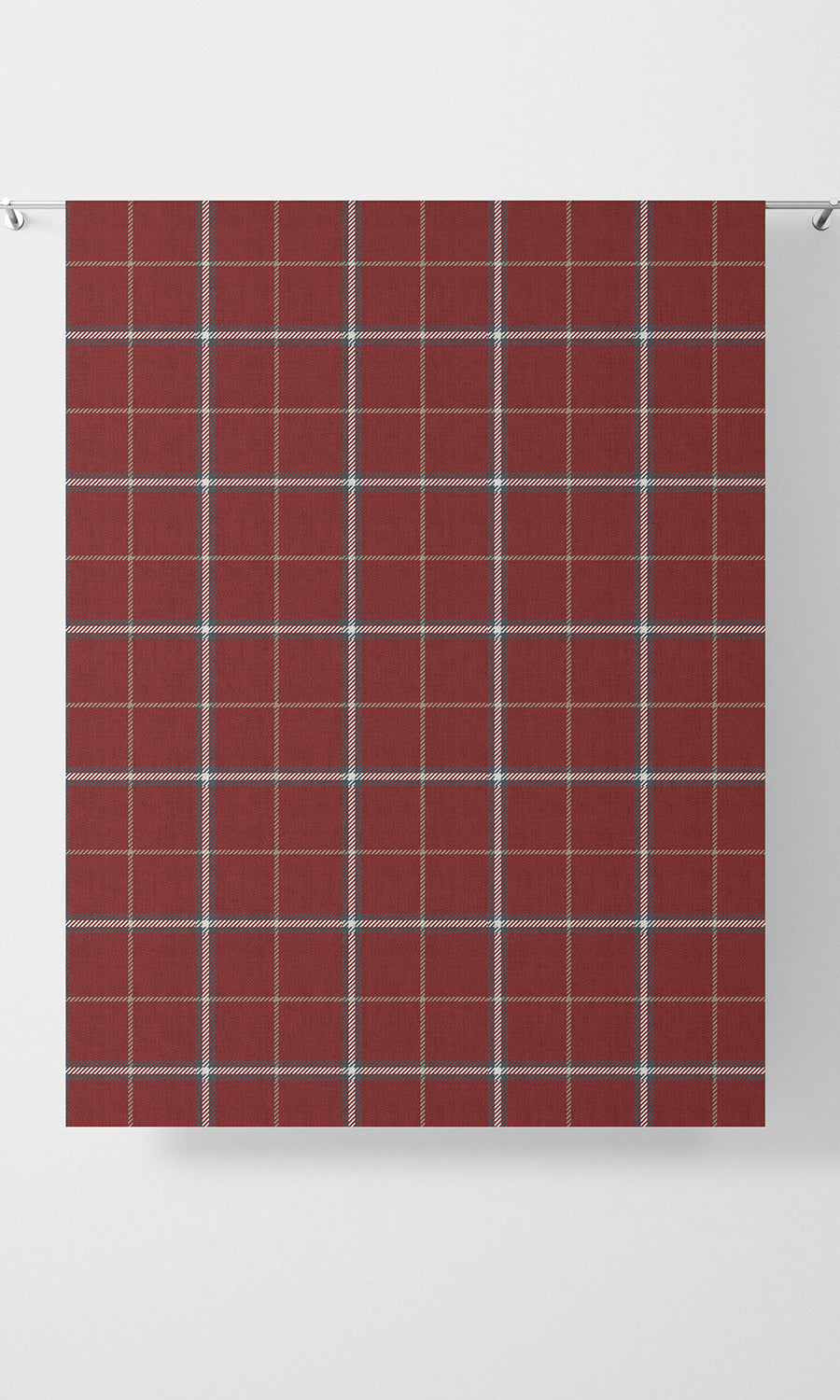 Modern Check Patterned Fabric Material By the Metre (Deep Red)