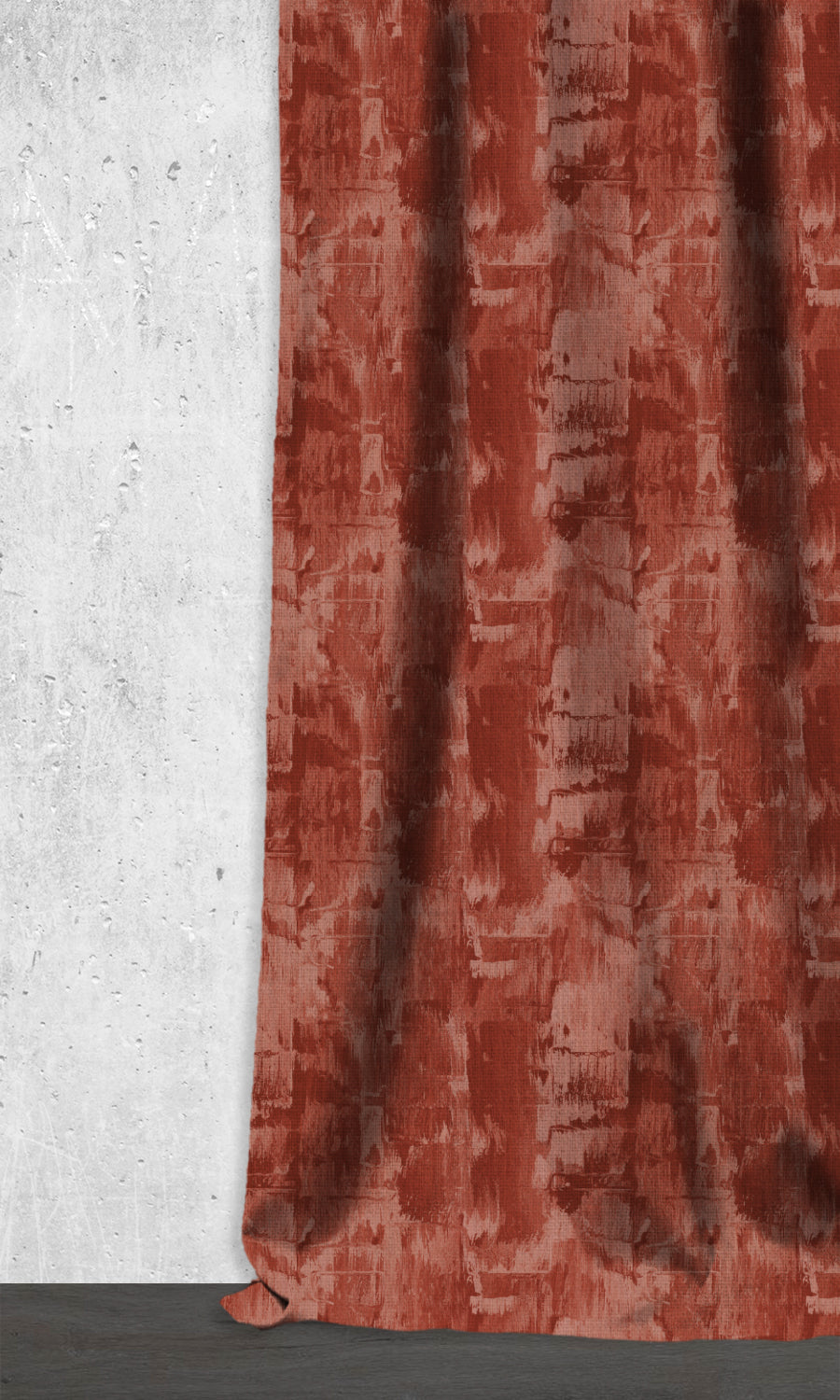 Watercolor Effect Striped Window Treatments Fabric Sample (Red)