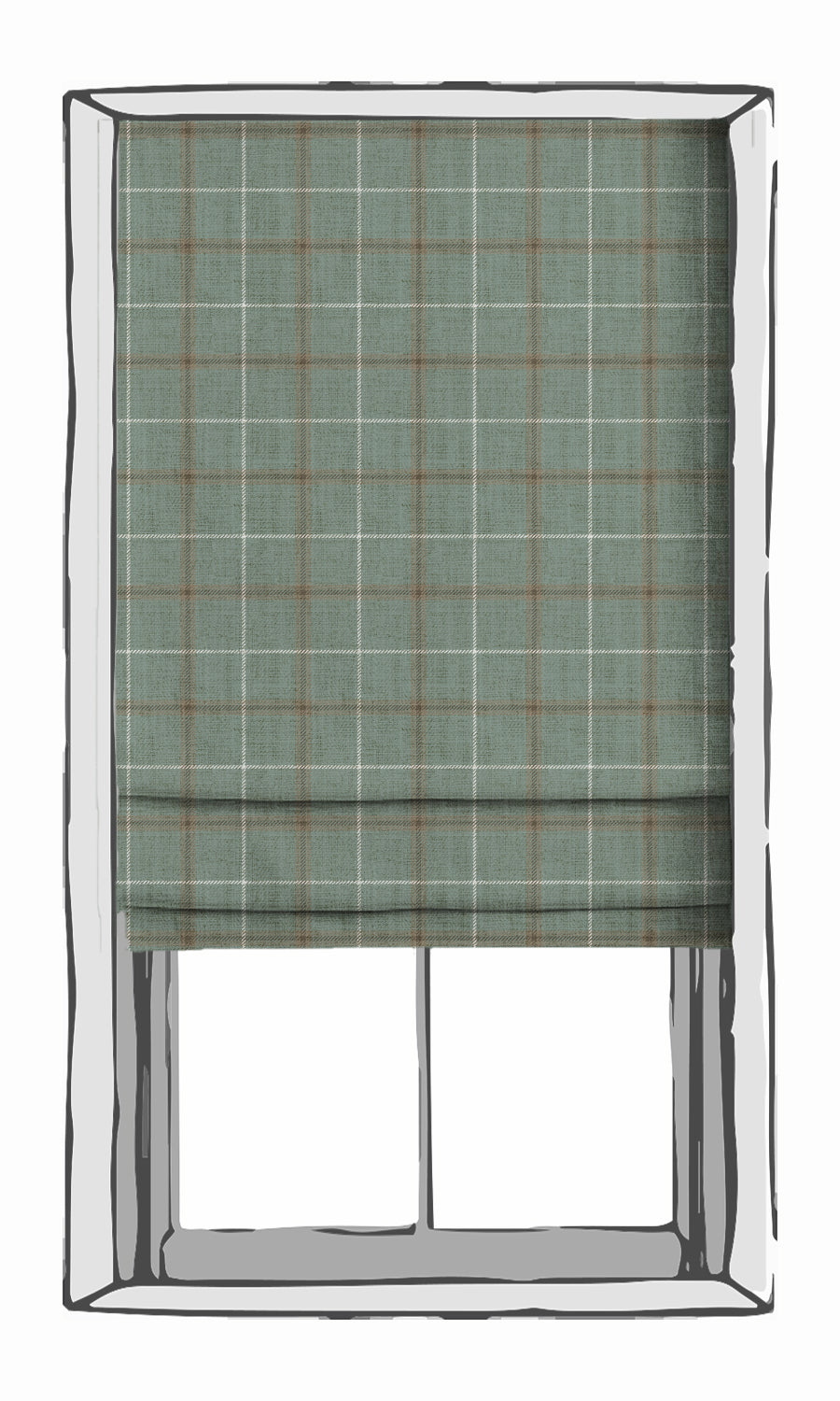 Checkered Roman Shades (Duck Egg Blue) Extra Long Short Wide