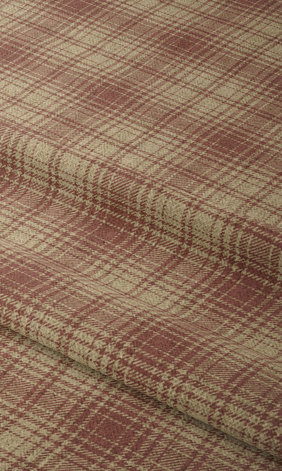 Plaid Patterned Fabric Material By the Metre (Beige & Red)