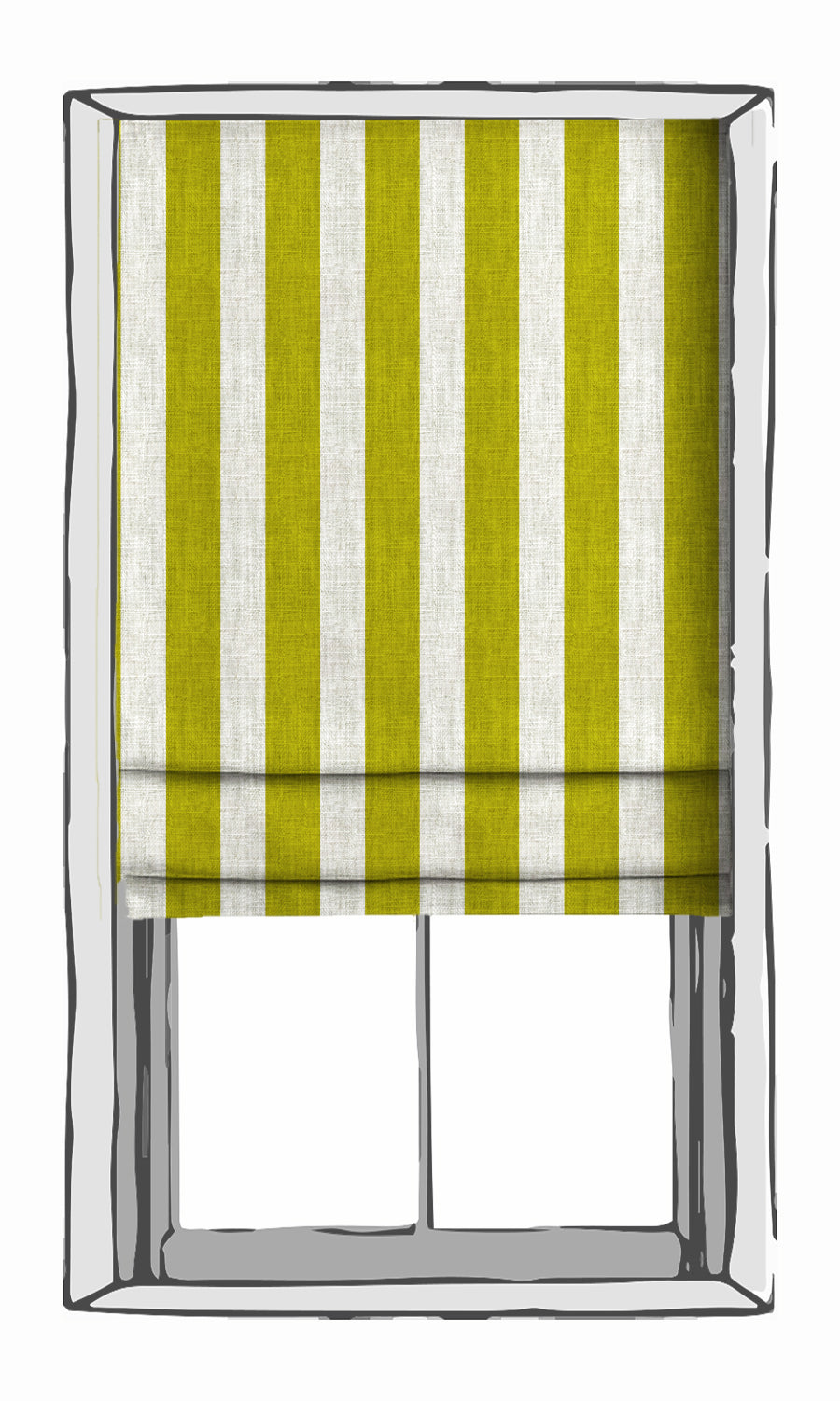 Striped Fabric Blinds (Apple Green) for Living, Bedroom, Kitchen, Bathroom
