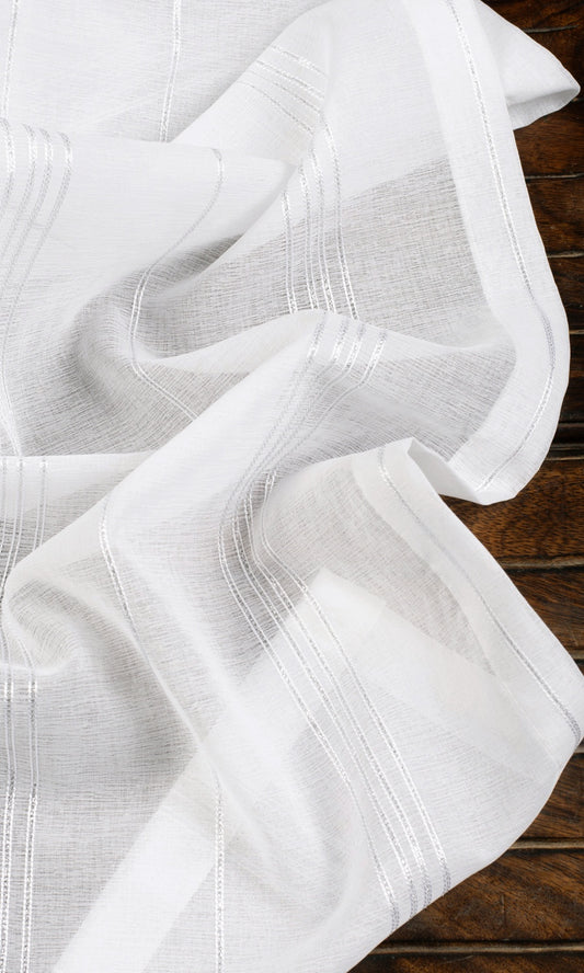 Striped Sheer Roman Blinds (White)