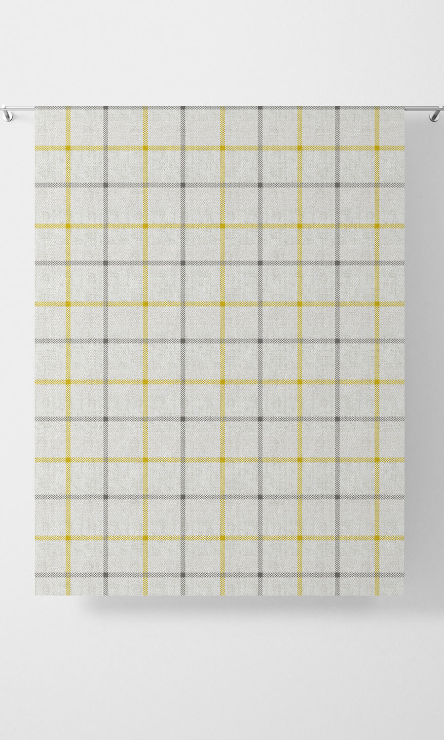 Check Print Blinds (Linen White/ Yellow) Extra Long Short Wide