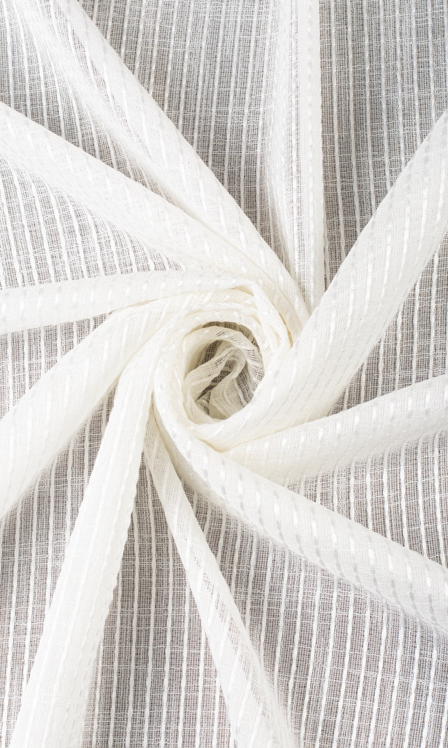 Embroidered Striped Sheer Roman Blinds & Window Shades (White)