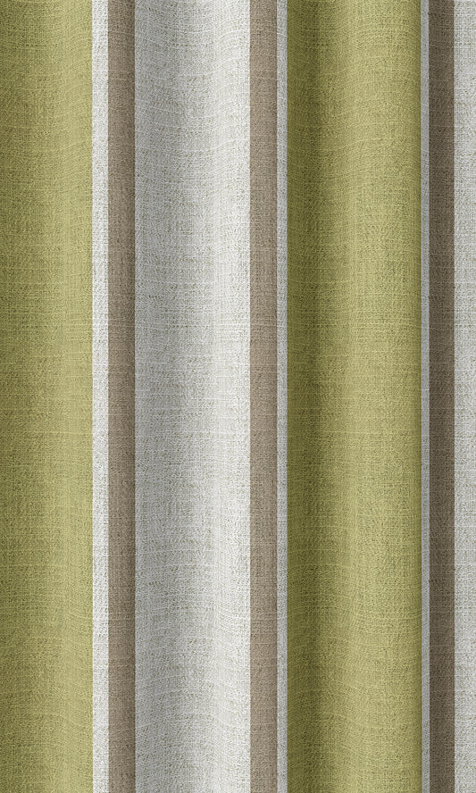 Modern Striped Print Home Décor Fabric By the Metre (Green/ Brown)