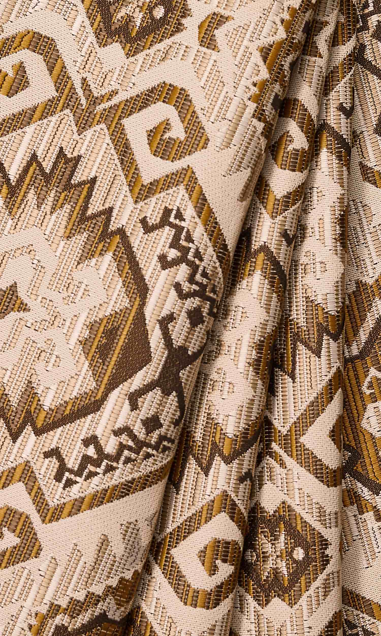 Aztec Textured Window Treatments Fabric By the Metre (Beige/ Yellow/ Umber)
