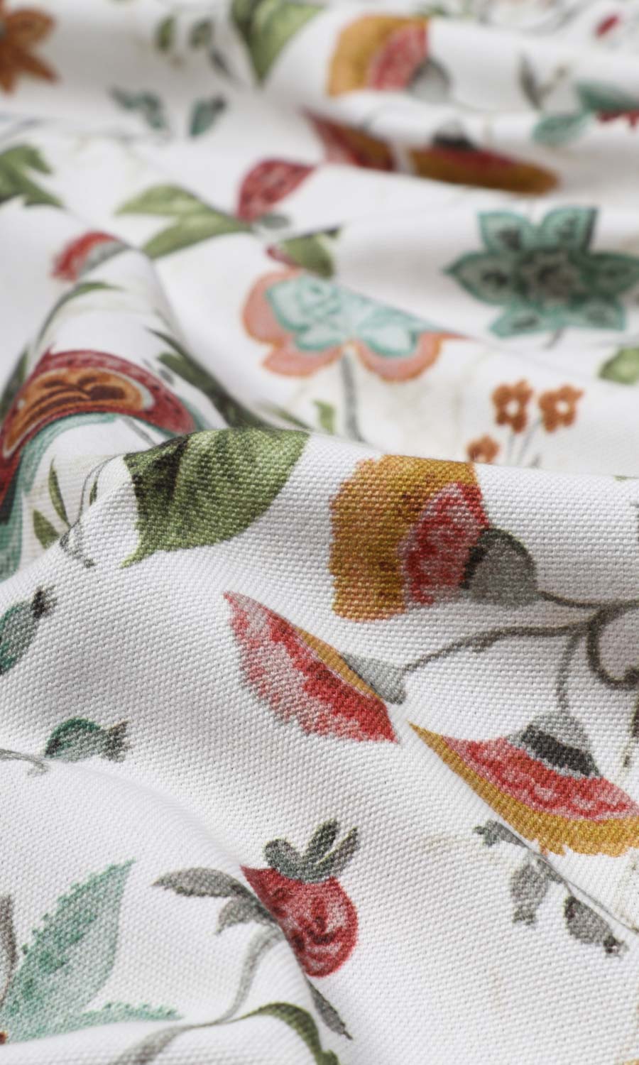 Floral Cotton Flat, Plain, Fake, Faux, European Relaxed Roman Blinds (White/ Green/ Red)