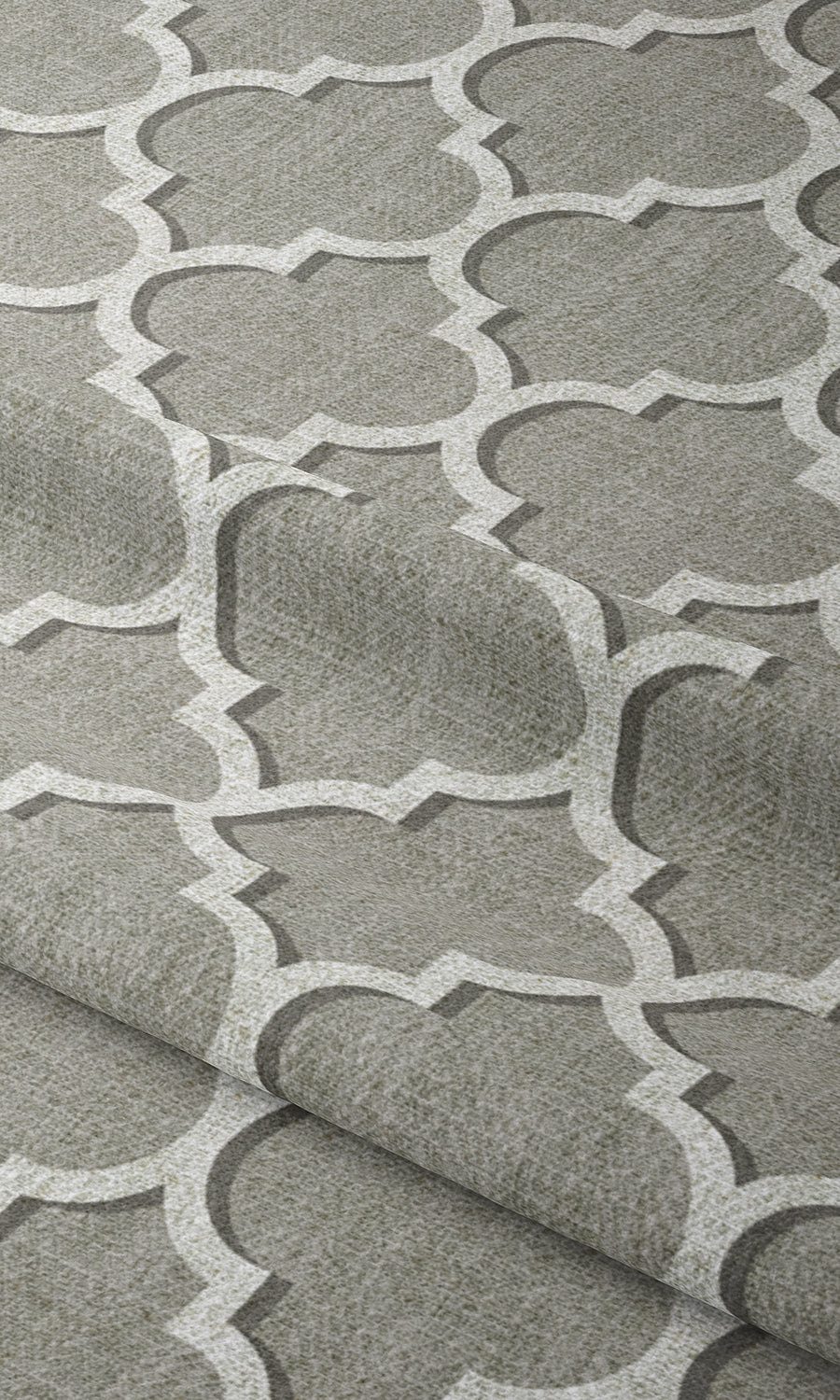 Trellis Tile Print Window Treatments Fabric Sample (Grey/ White)