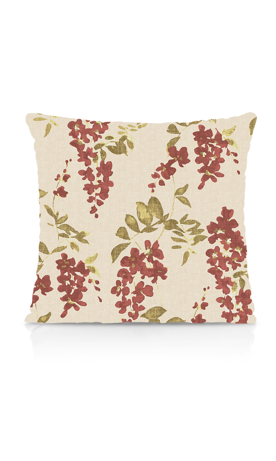 Dimout Floral Free Fabric Material Sample (Red/ Green/ Pale Grey)
