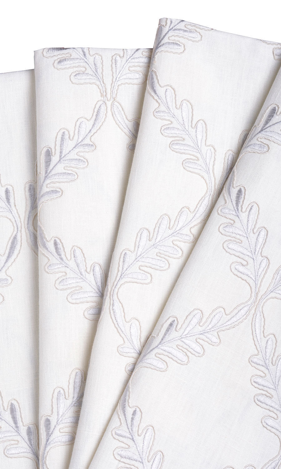 Poly-Linen Embroidered Blinds (White/ Cream) Extra Long Short Wide
