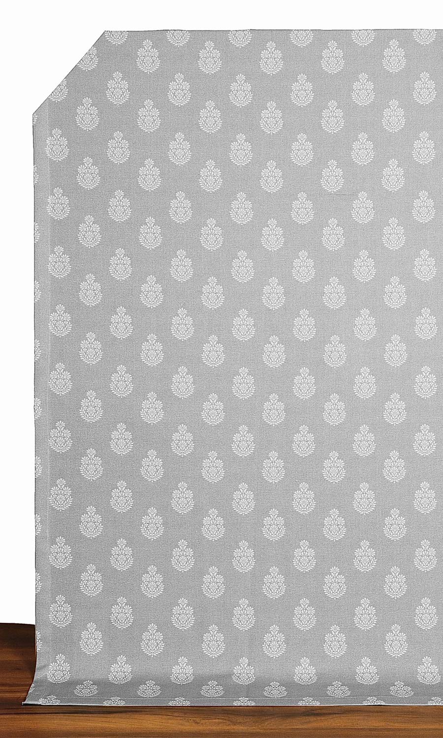 Floral Cotton Window Treatments Fabric By the Metre (Silver Grey)