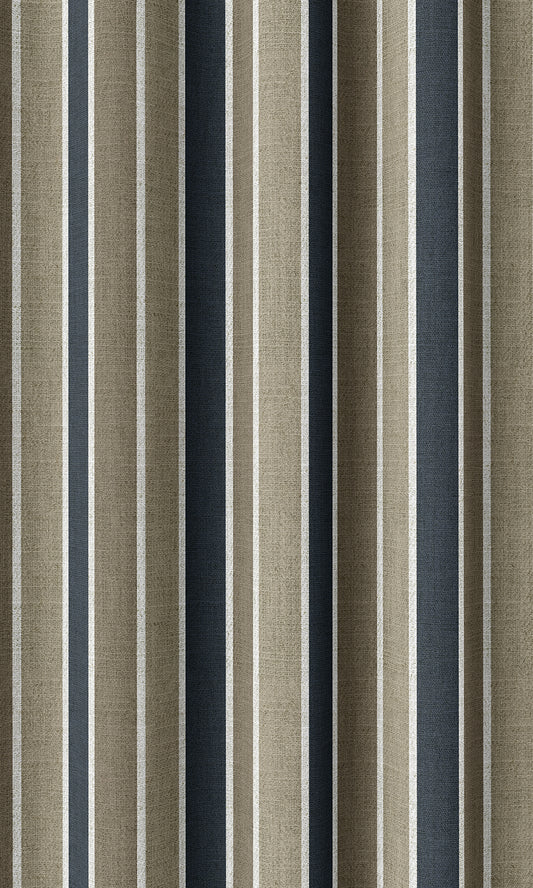 Striped Home Décor Fabric Sample (Navy Blue/ Brown)