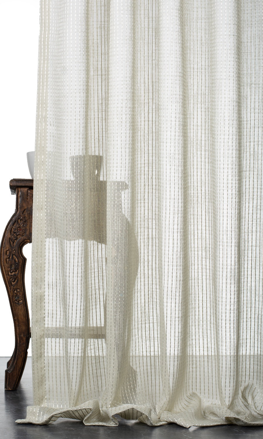 Striped Embroidery Sheer Blinds (Gray)