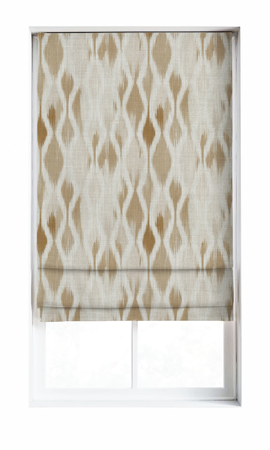 Ikat-Style Window Treatments Fabric By the Metre (Eggshell White/ Pale Brown)