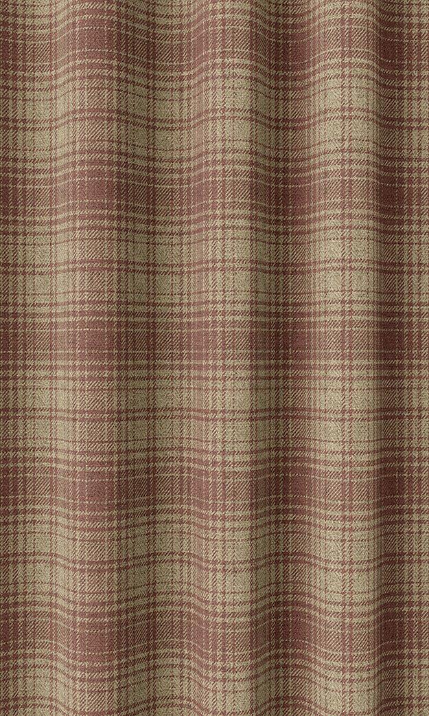 Plaid Patterned Home Textile Fabric Material Sample (Beige & Red)