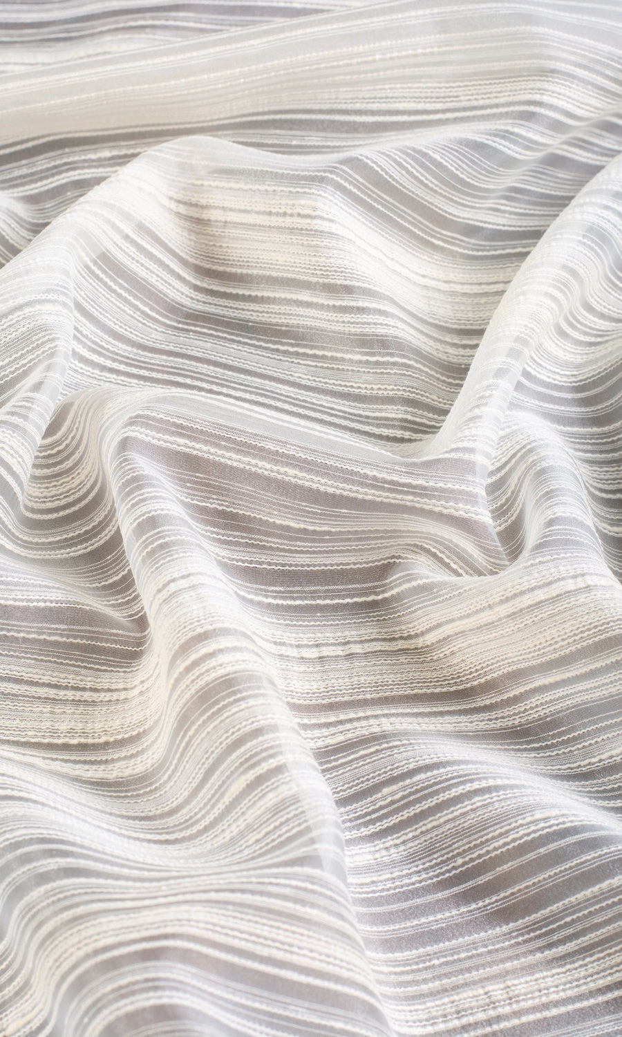 Striped Sheer Fabric By the Metre for Roman Blinds & Shades (Ivory/ Cream)