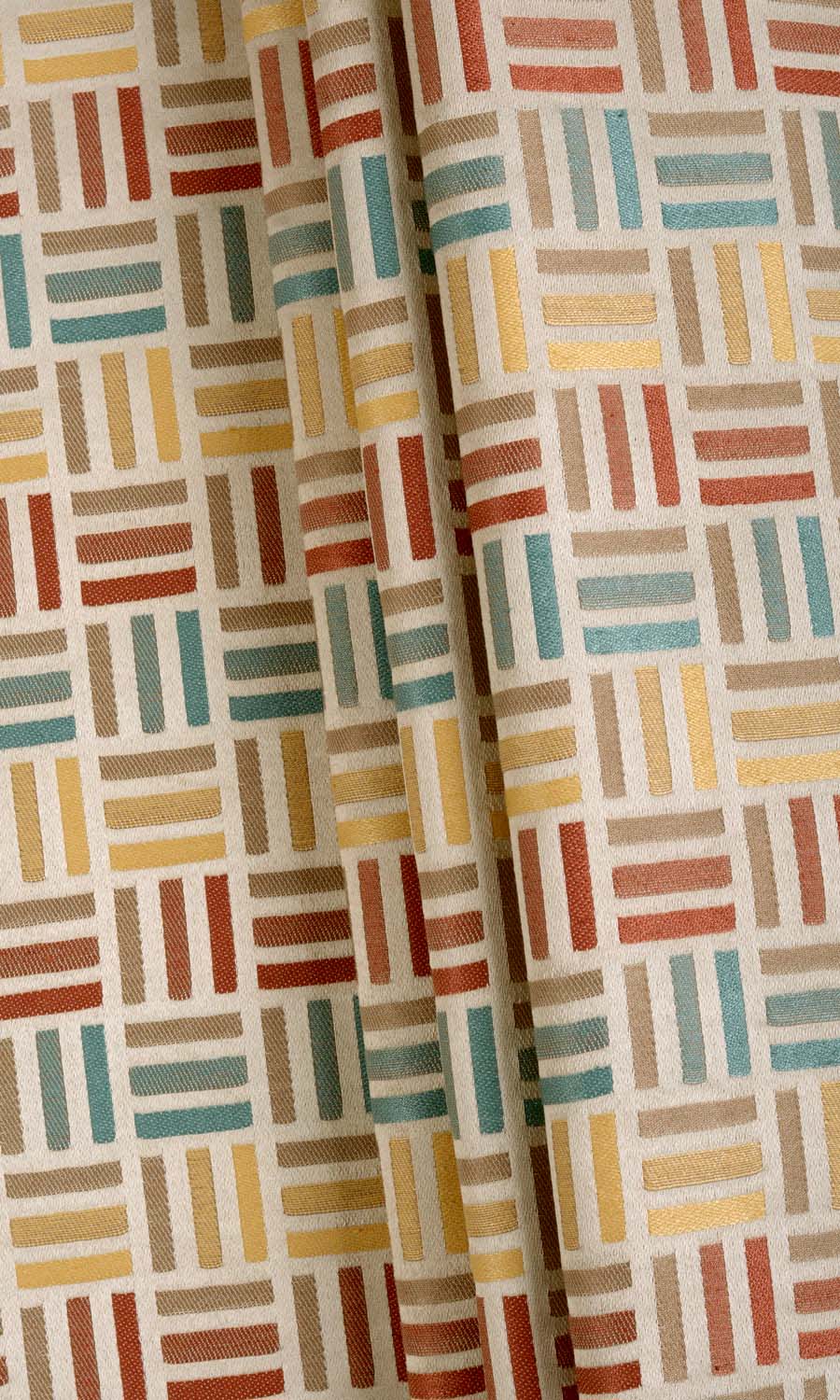 Woven Patterned Home Textile Fabric Material By the Metre (Red/ Blue/ Yellow/ Brown)