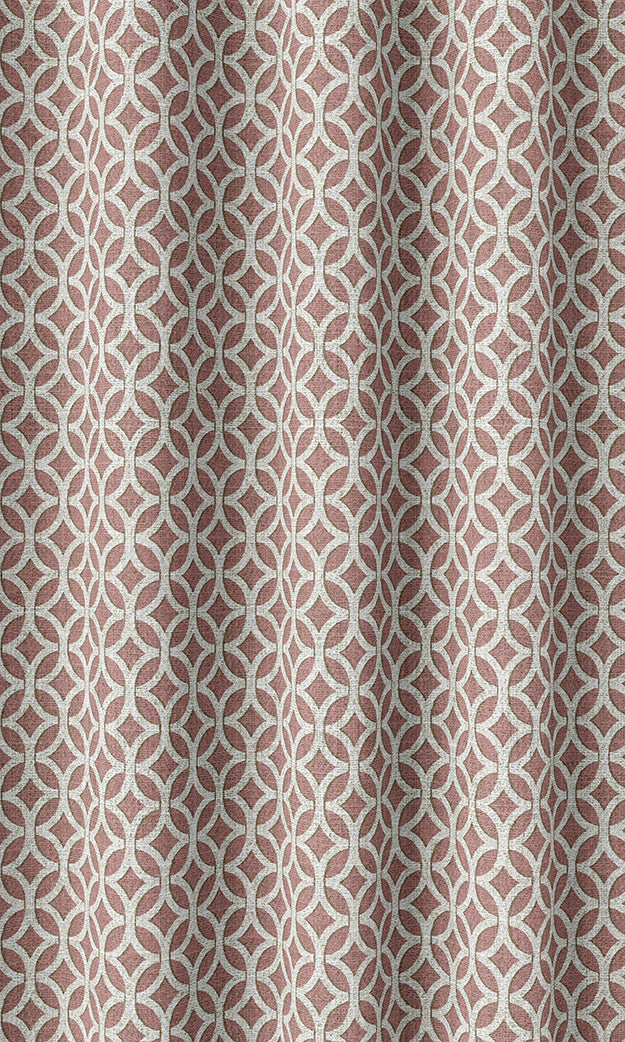 Geometric Print Flat, Plain, Fake, Faux, European Relaxed Roman Blinds (Pink/ White)