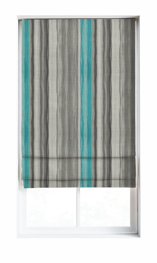 Watercolor Effect Striped Blinds (Grey/ Blue)