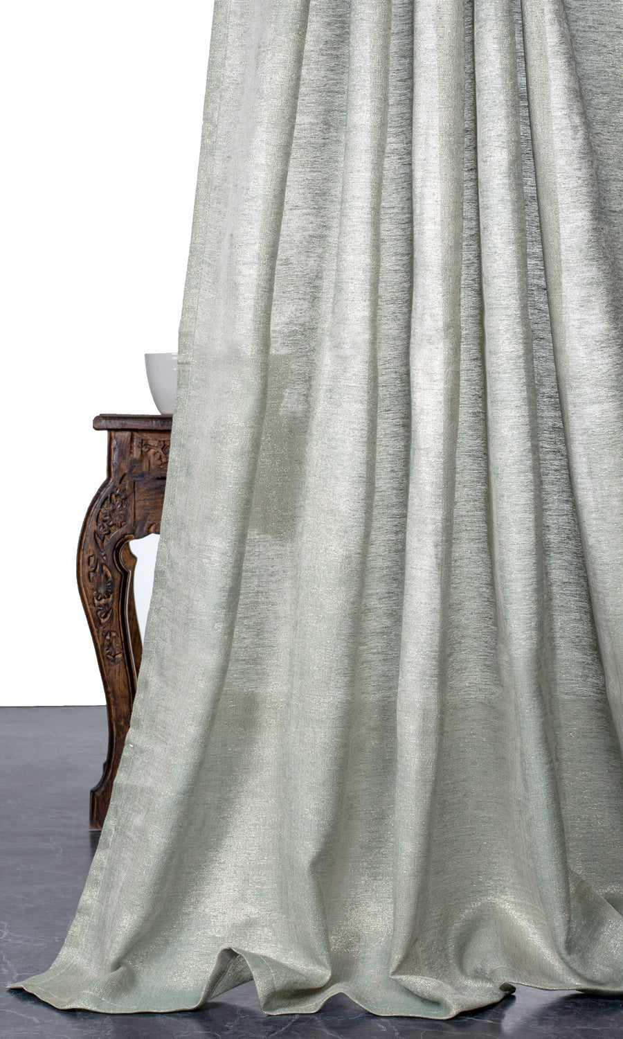 Textured Window Treatments Fabric Sample (Seafoam Green/ Gold)