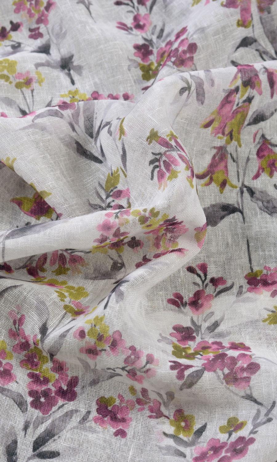 Sheer Floral Print Made-to-Measure Roman Blinds (Pink/ Grey)