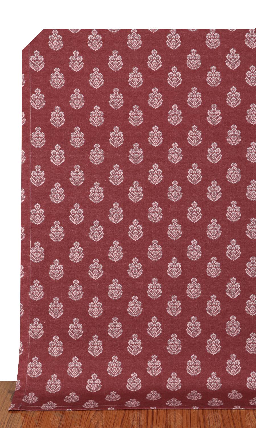 Floral Cotton Window Treatments Fabric By the Metre (Maroon Red)