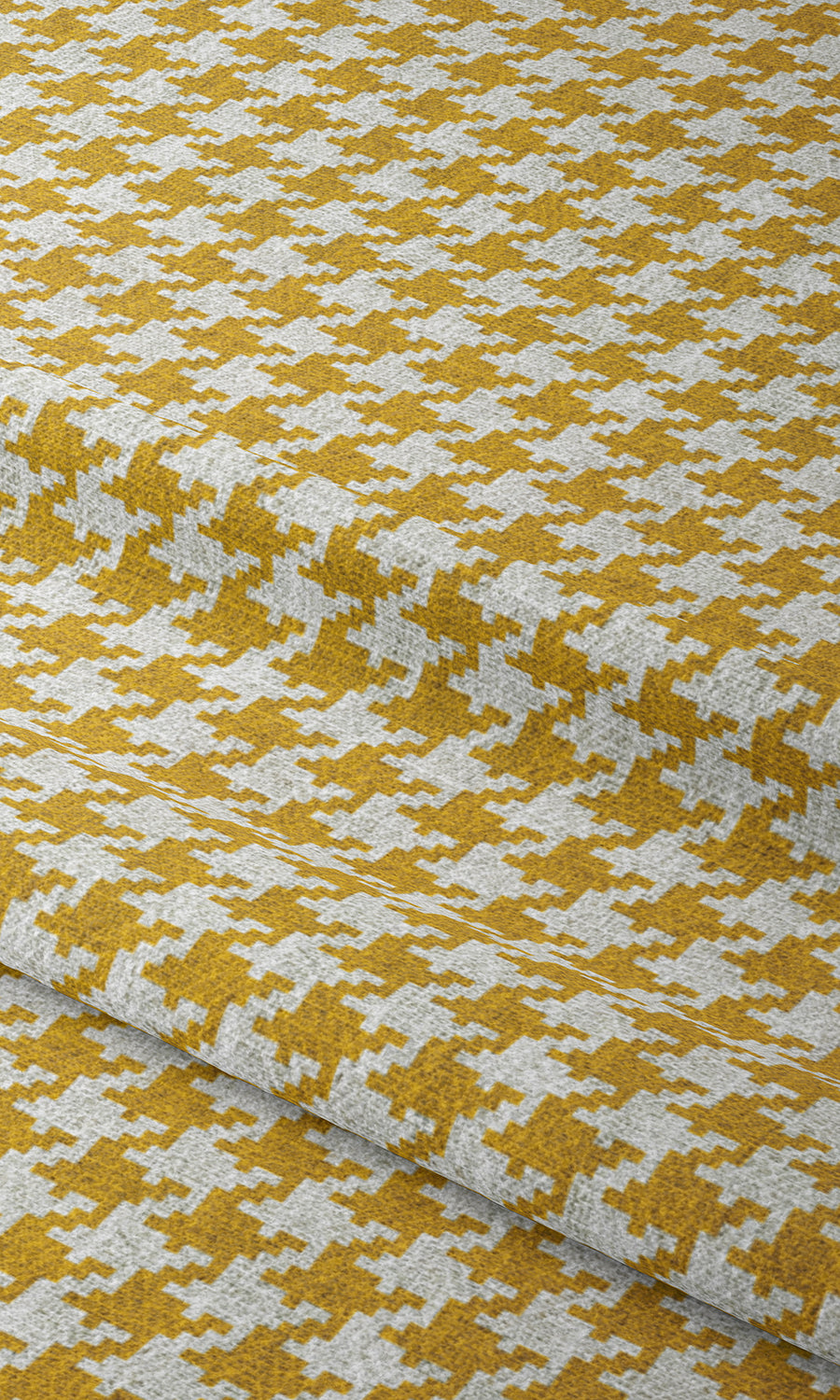 Houndstooth Window Treatments Fabric By the Metre (Deep Yellow/ White)