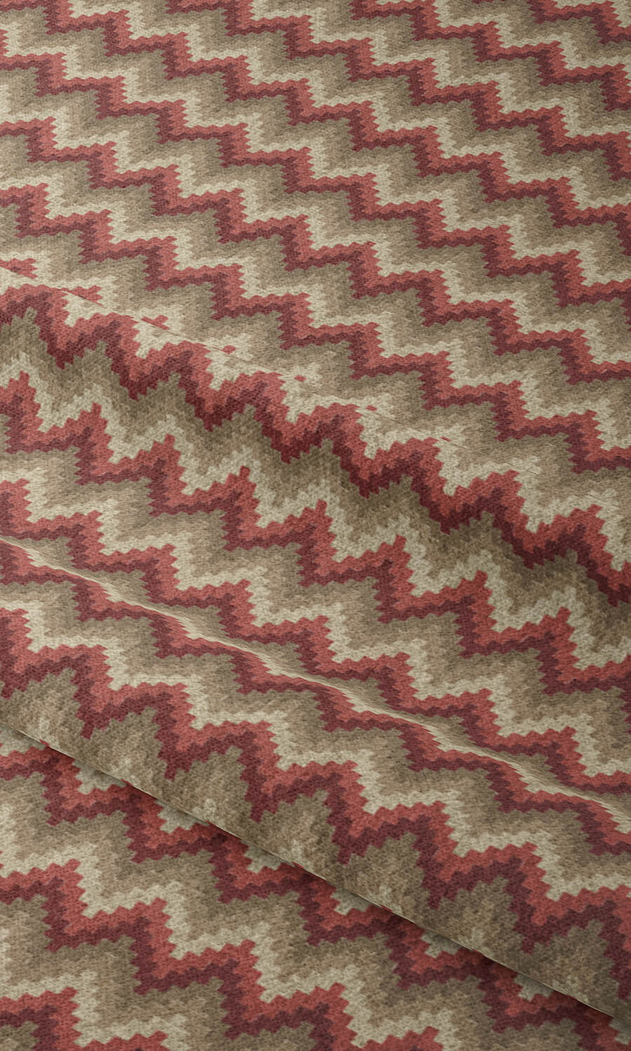 Chevron Patterned Free Fabric Material Sample (Red & Brown)