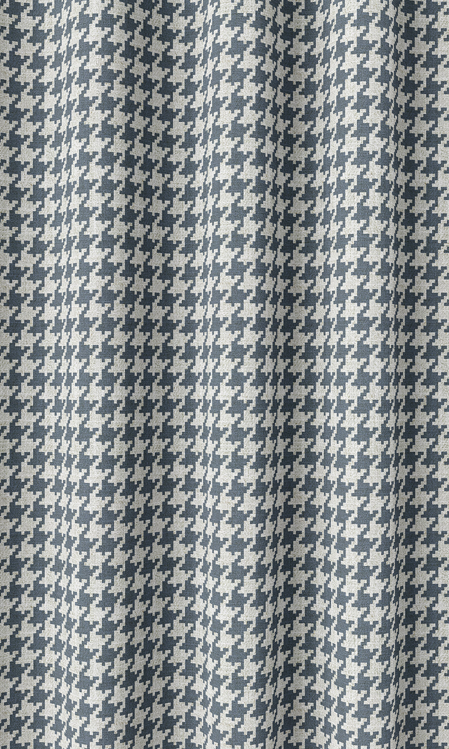 Houndstooth Home Décor Fabric By the Metre (Petrol Blue/ White)