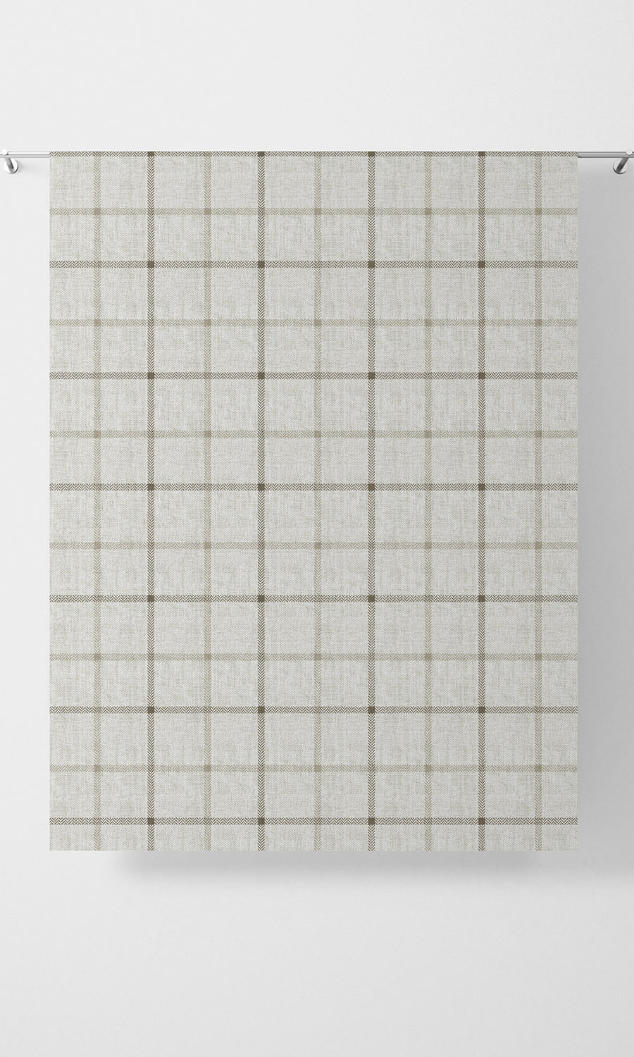Checked Home Textile Fabric Material Sample (Ivory/ Sand Beige)