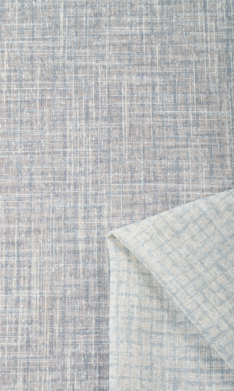 Checked Sheer Fabric Material By the Metre (White/ Turquoise Blue)