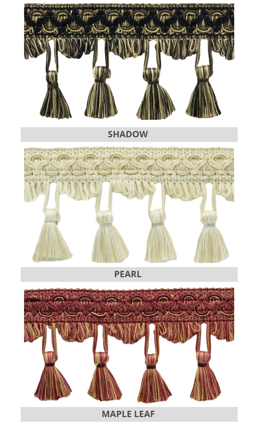 Roman shades tassel trims