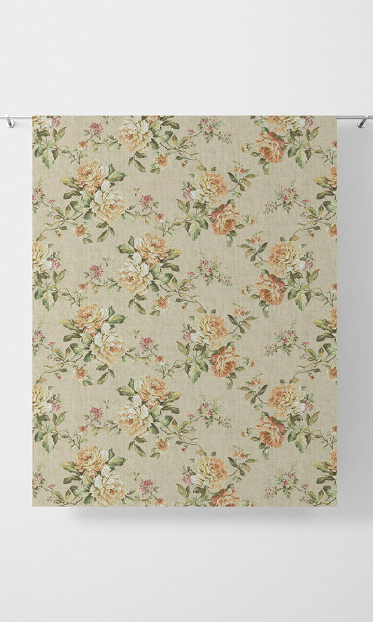Country Floral Home Décor Fabric By the Metre (Yellow/ Orange)