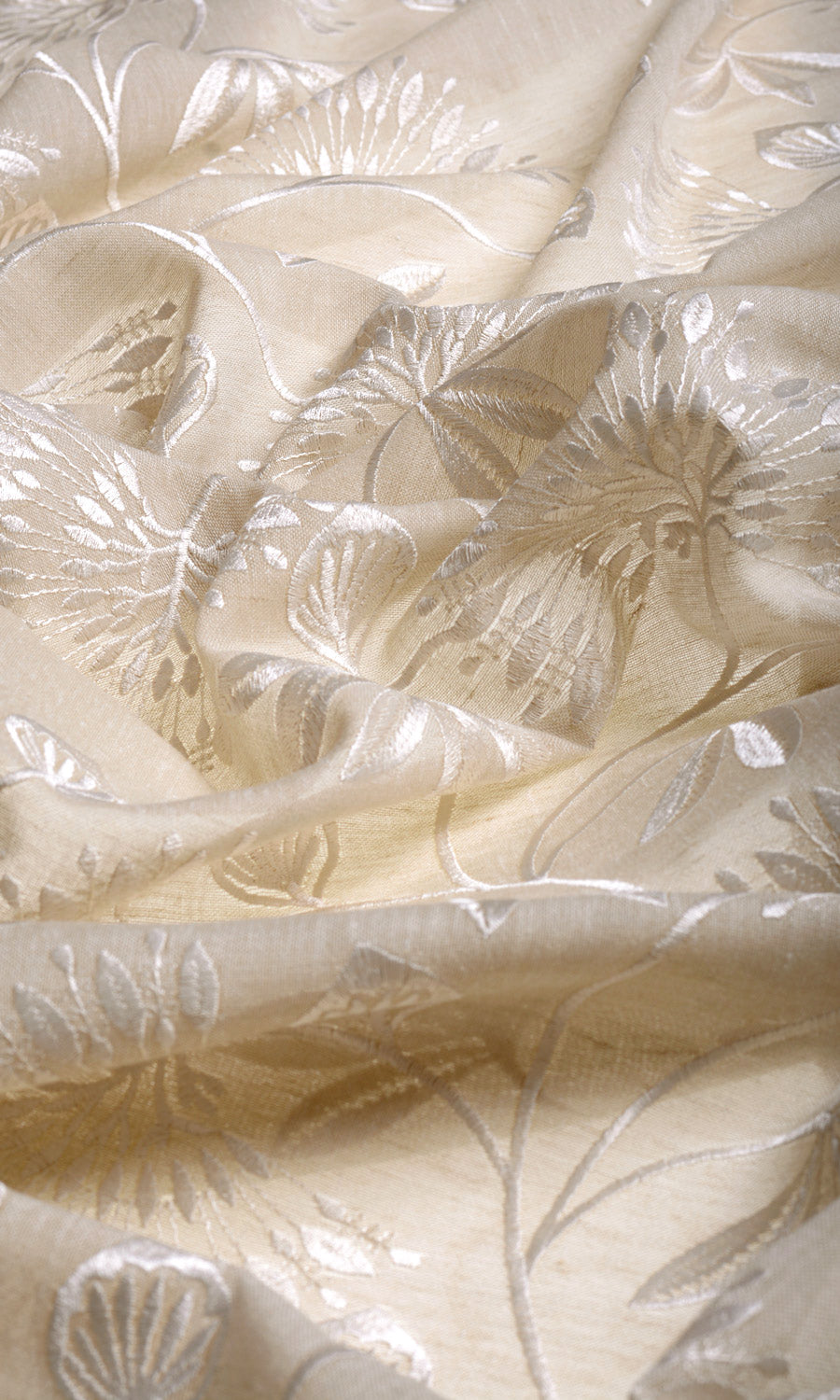 Floral Semi Sheer Made-to-Measure Roman Blinds (Wheat Beige/ White)