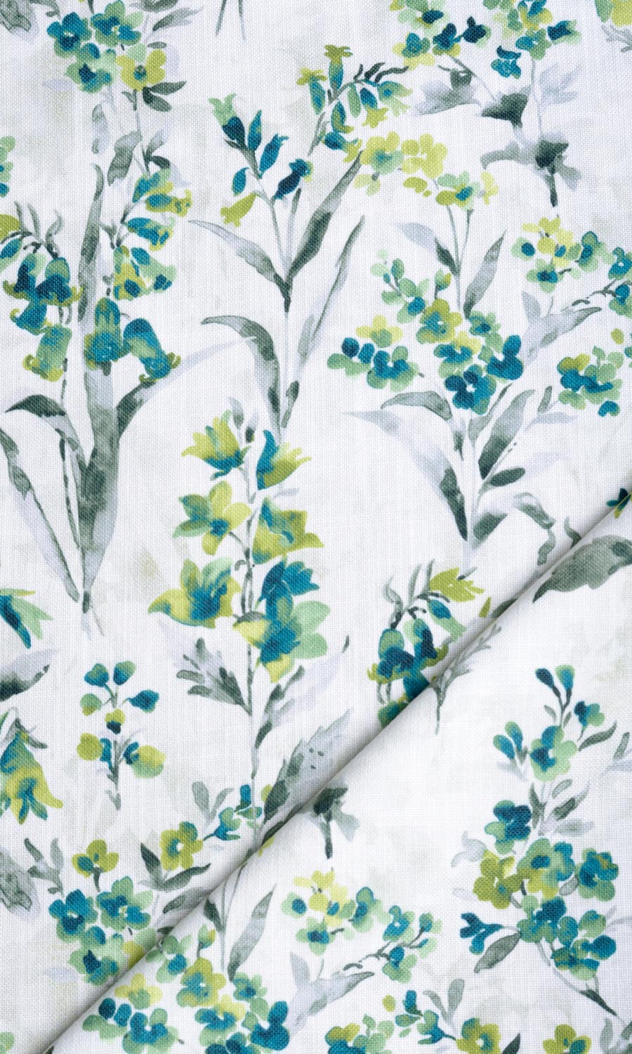 Floral Print Flat, Plain, Fake, Faux, European Relaxed Roman Blinds (Blue/ Green)