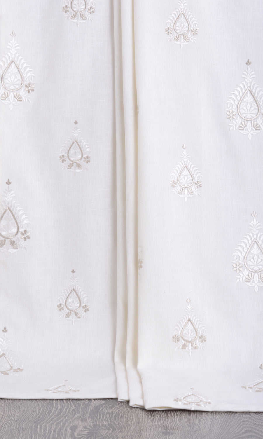 Embroidery Home Décor Fabric By the Metre (Pure White/ Pale Gray)