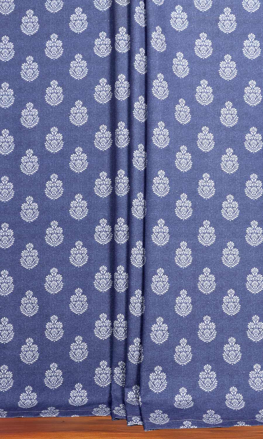 Floral Cotton Flat, Plain, Fake, Faux, European Relaxed Roman Blinds (Blue)