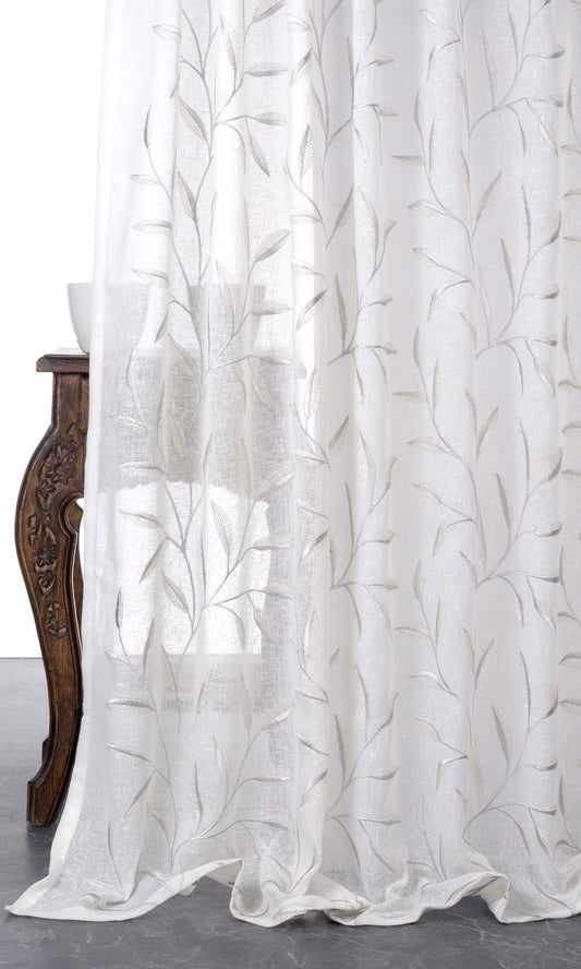 Sheer Floral Embroidered Shades (White/ Gray)