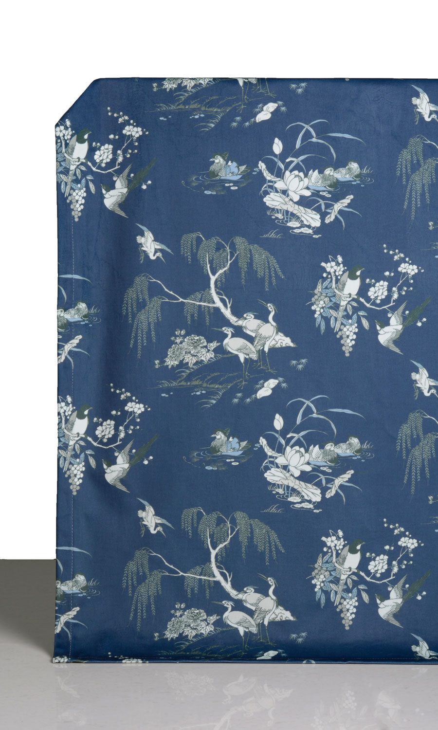 Chinoiserie Toile Velvet Blinds (Navy Blue) for Living, Bedroom, Kitchen, Bathroom