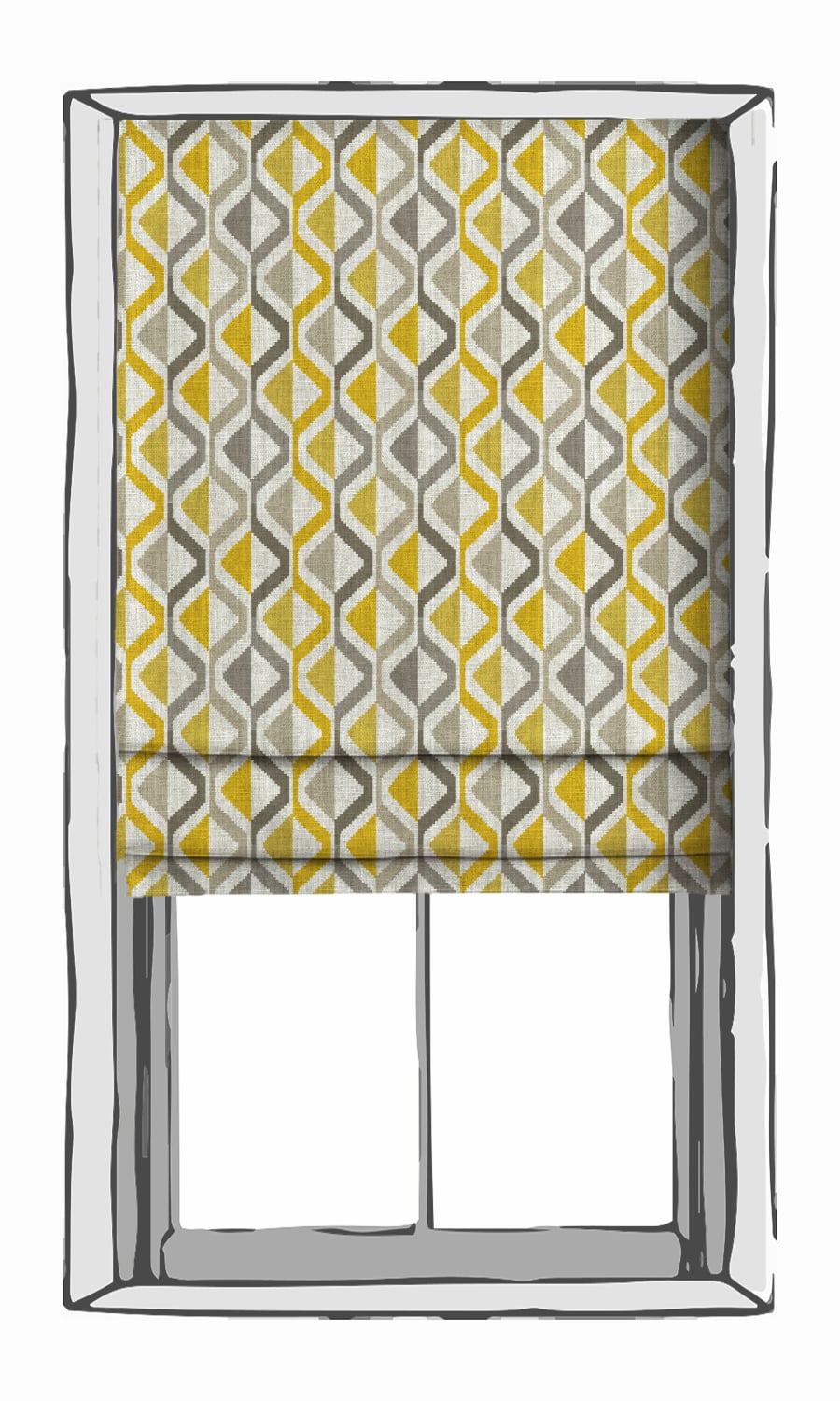 Geometric Striped Home Textile Fabric Material By the Metre (Yellow/ Grey)