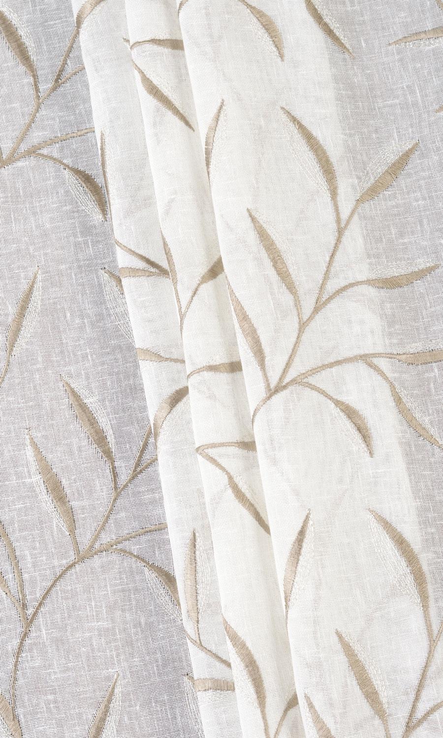 Sheer Floral Embroidered Shades (White/ Brown) for Living, Bedroom, Kitchen, Bathroom
