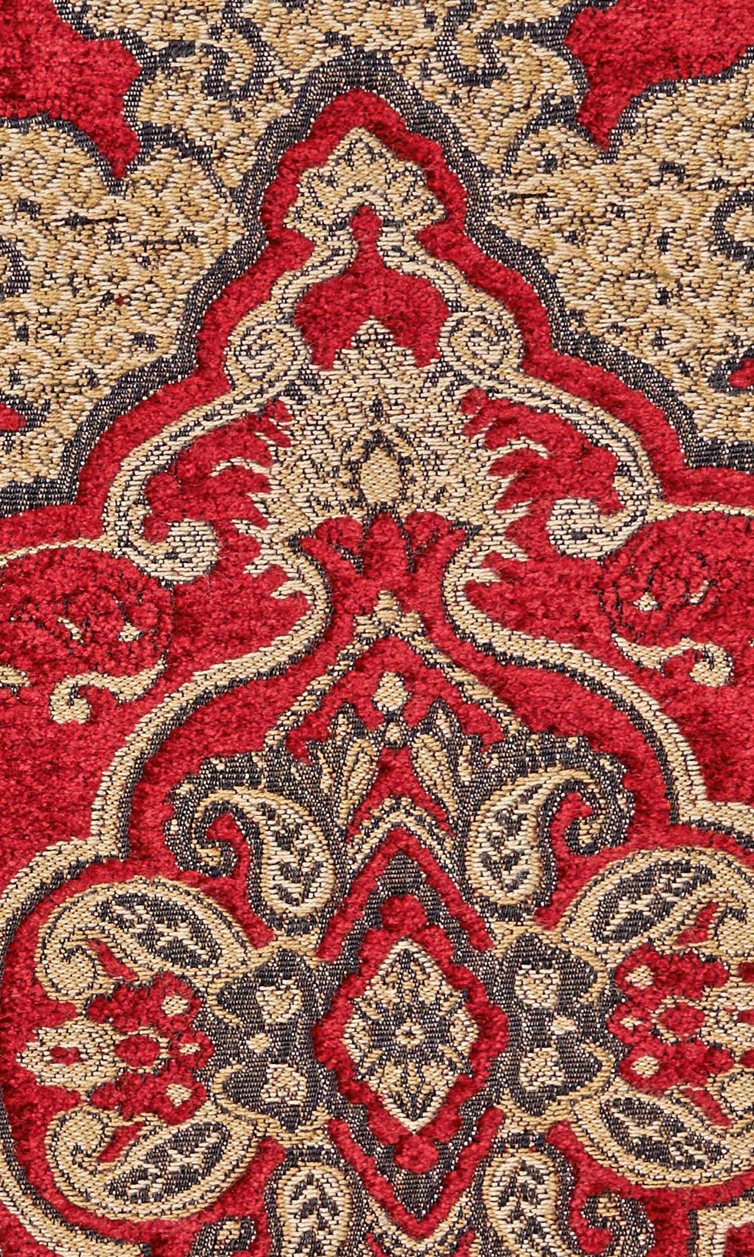 Damask Velvet Home Textile Fabric Material Sample (Beige/ Brown/ Red)