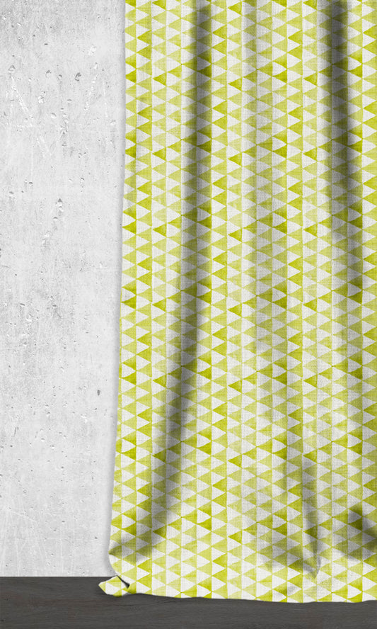 Triagonal Print Home Décor Fabric By the Metre (White/ Green)