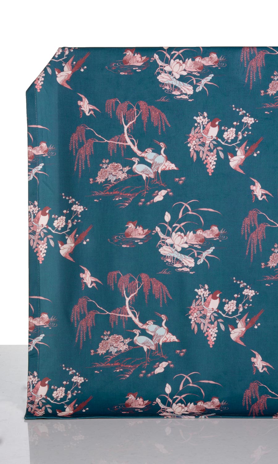 Chinoiserie Toile Velvet Window Treatments Fabric By the Metre (Blue/ Pink)