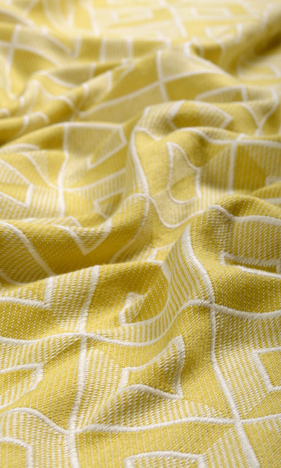Woven Diamond Patterned Fabric By the Metre for Roman Blinds & Shades (Yellow)