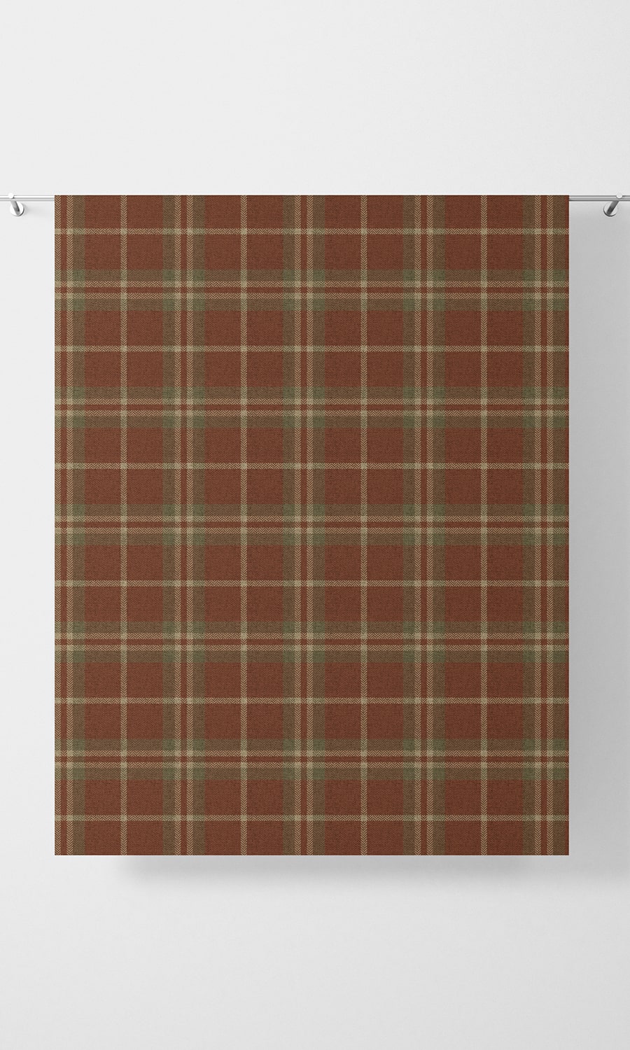 Check Print Home Décor Fabric Sample (Brick Red/ Green)