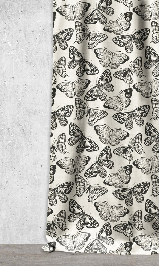 Nature Print Home Décor Fabric Sample (Black/ Milky White)