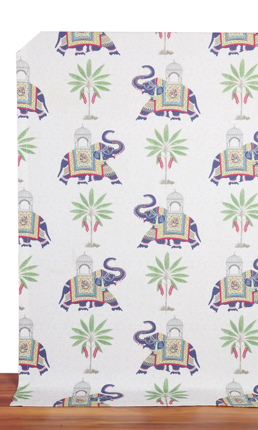 Cotton Printed Home Décor Fabric Sample (White/ Grey/ Purple)