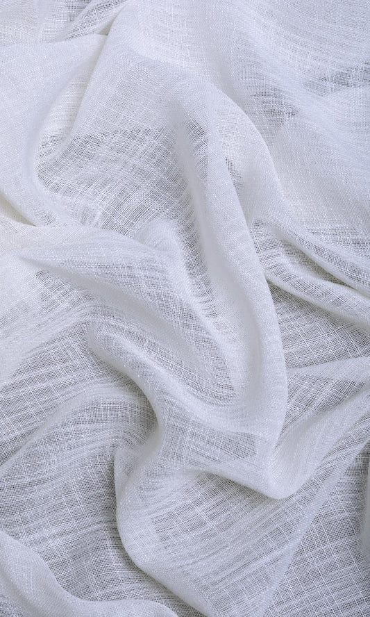 Sheer Linen Home Décor Fabric By the Metre (White/ Ivory)